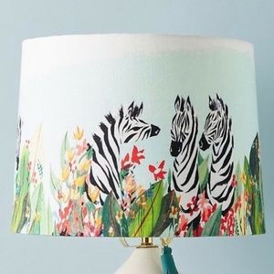 ANTHROPOLOGIE Lucy Eldridge Watercolor Safari Lamp Shade Zebra 15" Diameter